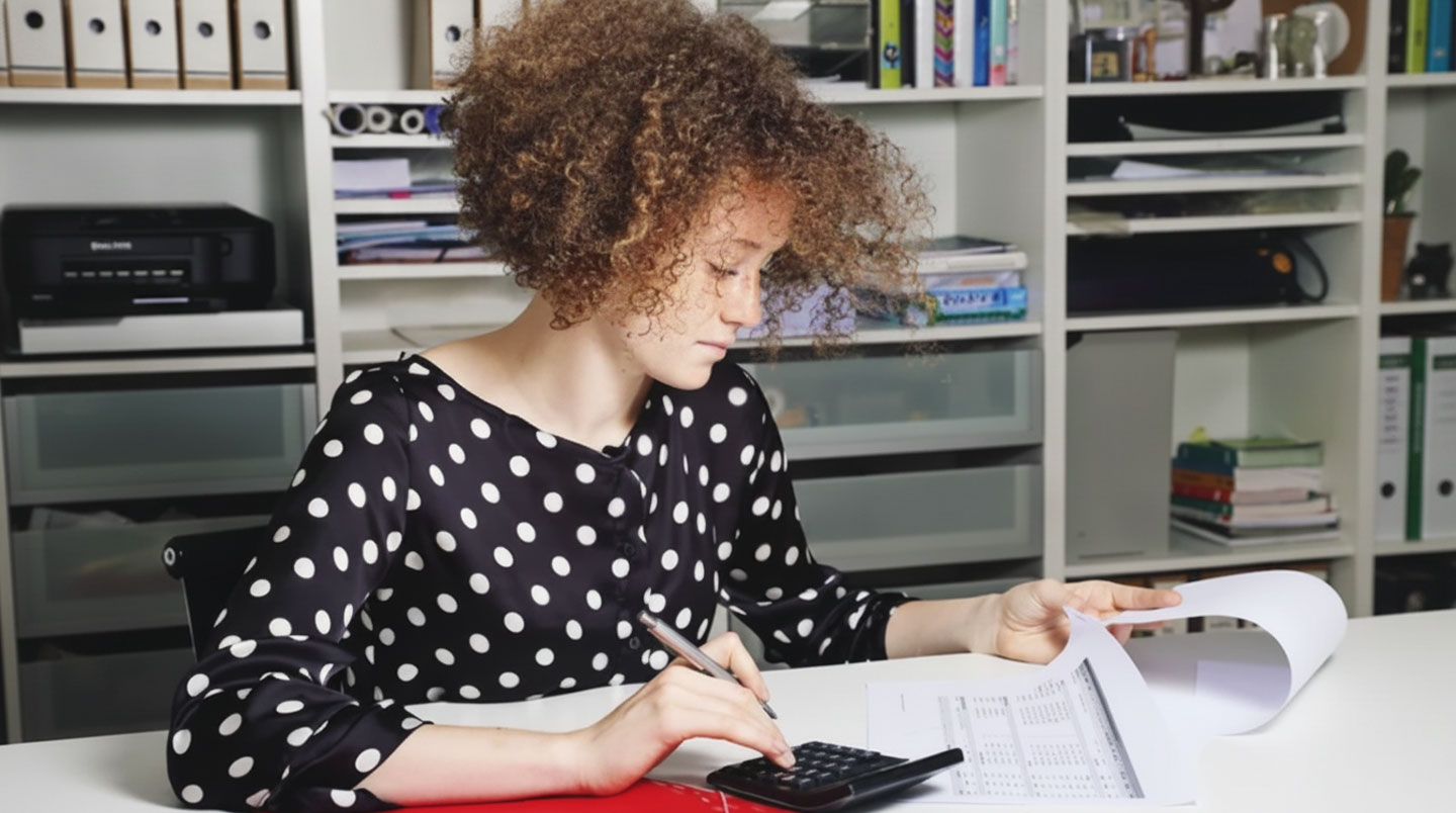 Gros plan sur des tablettes en bois reglables d'une bibliothèque de bureau, chargées de classeurs colorés organisés par catégorie
